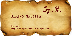 Szajkó Natália névjegykártya